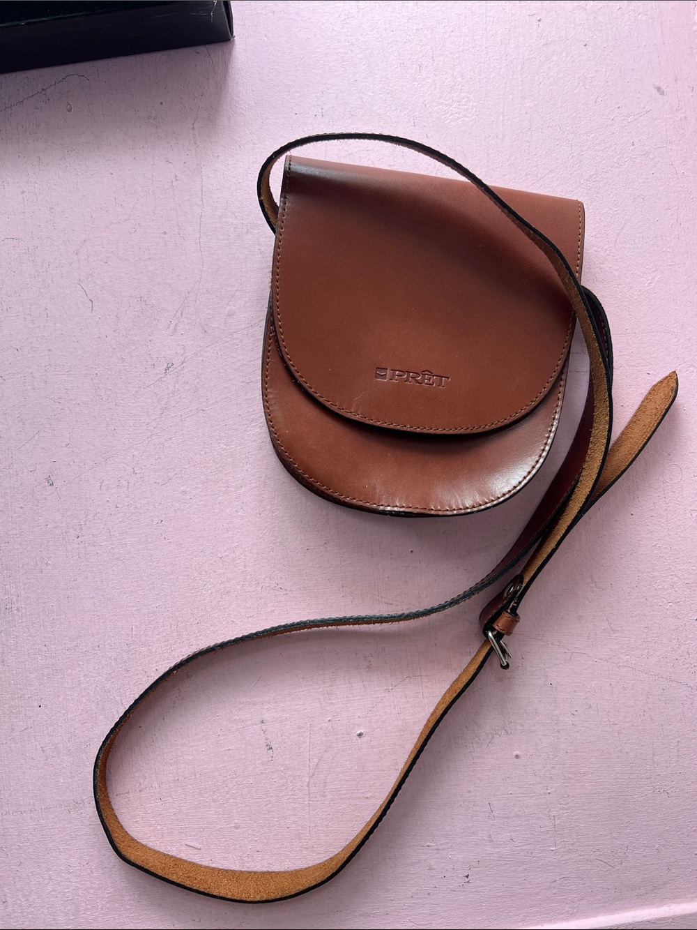 Brown Leather Crossbody Saddle Bag structured side purse
